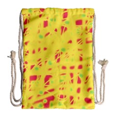 Yellow And Red Drawstring Bag (large)