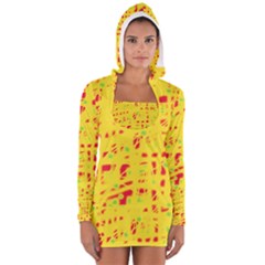 Yellow And Red Women s Long Sleeve Hooded T-shirt