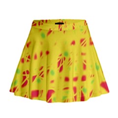 Yellow And Red Mini Flare Skirt