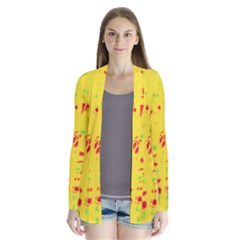 Yellow And Red Drape Collar Cardigan