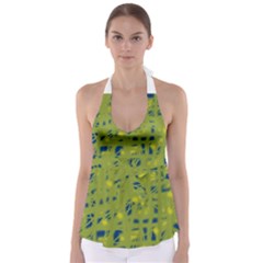 Green And Blue Babydoll Tankini Top