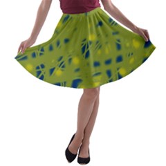 Green And Blue A-line Skater Skirt