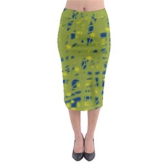 Green And Blue Midi Pencil Skirt