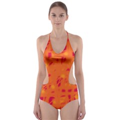 Orange Cut-out One Piece Swimsuit