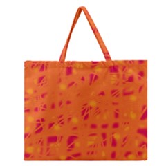 Orange Zipper Large Tote Bag