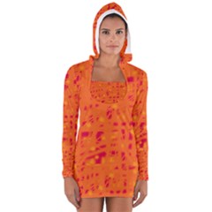 Orange Women s Long Sleeve Hooded T-shirt