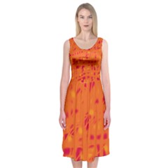 Orange Midi Sleeveless Dress