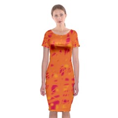 Orange Classic Short Sleeve Midi Dress