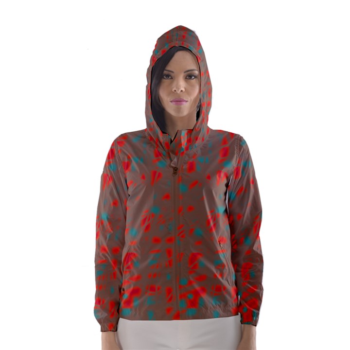 Red and brown Hooded Wind Breaker (Women)