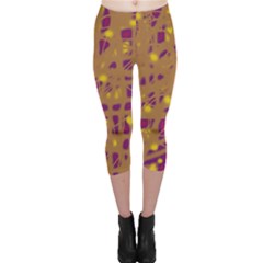 Brown And Purple Capri Leggings  by Valentinaart