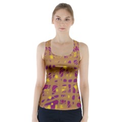 Brown And Purple Racer Back Sports Top