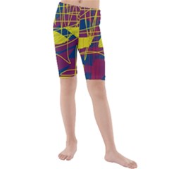 Yellow High Art Abstraction Kid s Mid Length Swim Shorts