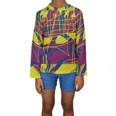 Yellow High Art Abstraction Kid s Long Sleeve Swimwear