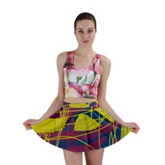 Yellow High Art Abstraction Mini Skirt