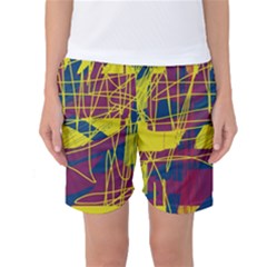 Yellow High Art Abstraction Women s Basketball Shorts by Valentinaart