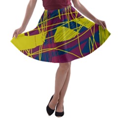 Yellow High Art Abstraction A-line Skater Skirt