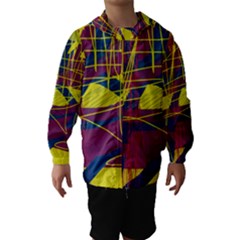 Yellow High Art Abstraction Hooded Wind Breaker (kids)