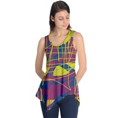 Yellow High Art Abstraction Sleeveless Tunic