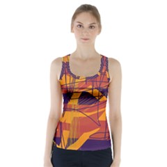 Orange High Art Racer Back Sports Top