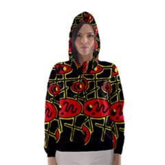 Red And Yellow Hot Design Hooded Wind Breaker (women) by Valentinaart