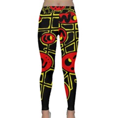 Red And Yellow Hot Design Yoga Leggings  by Valentinaart