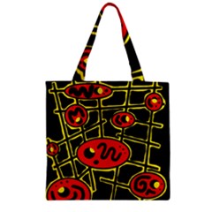 Red And Yellow Hot Design Zipper Grocery Tote Bag