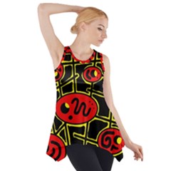 Red And Yellow Hot Design Side Drop Tank Tunic