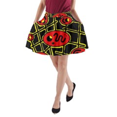 Red And Yellow Hot Design A-line Pocket Skirt