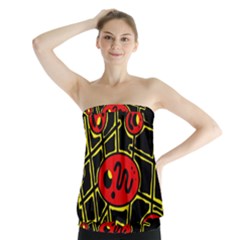 Red And Yellow Hot Design Strapless Top