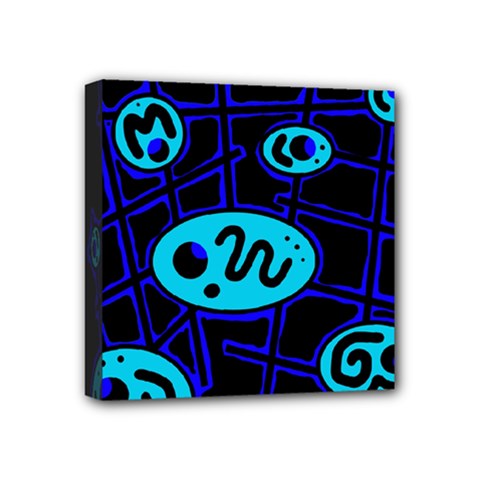 Blue Decorative Design Mini Canvas 4  X 4 