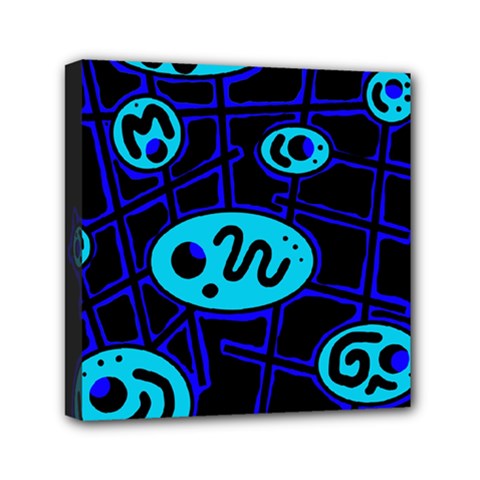 Blue Decorative Design Mini Canvas 6  X 6 