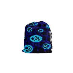 Blue Decorative Design Drawstring Pouches (xs) 