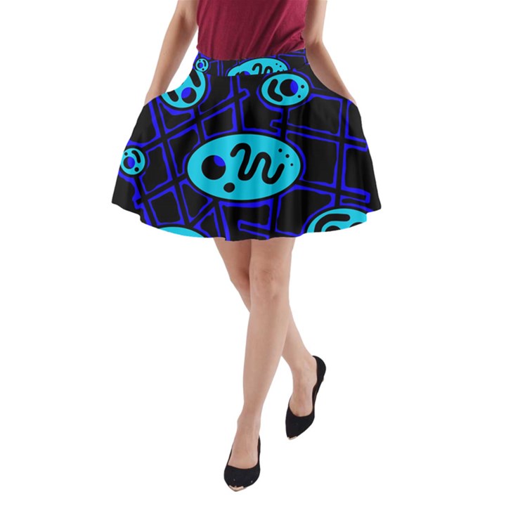 Blue decorative design A-Line Pocket Skirt