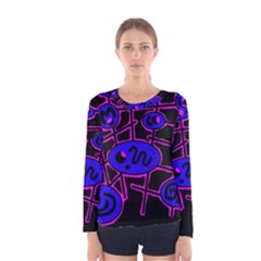 Blue And Magenta Abstraction Women s Long Sleeve Tee