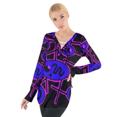 Blue And Magenta Abstraction Women s Tie Up Tee