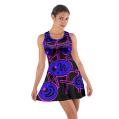 Blue And Magenta Abstraction Cotton Racerback Dress