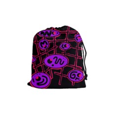 Purple And Red Abstraction Drawstring Pouches (medium) 