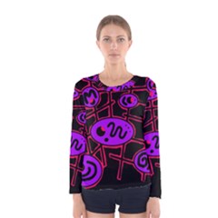 Purple And Red Abstraction Women s Long Sleeve Tee