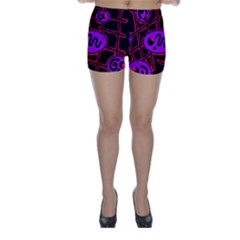 Purple And Red Abstraction Skinny Shorts