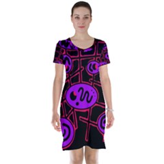 Purple And Red Abstraction Short Sleeve Nightdress