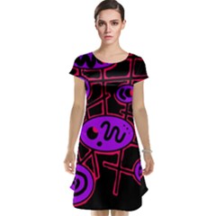 Purple And Red Abstraction Cap Sleeve Nightdress