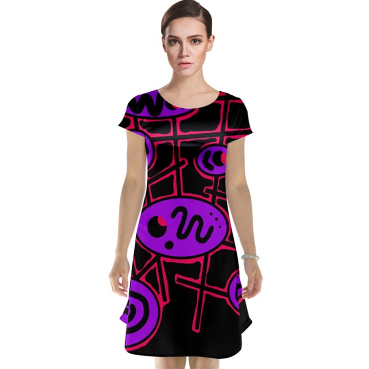 Purple and red abstraction Cap Sleeve Nightdress