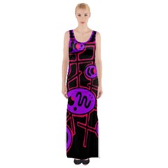 Purple And Red Abstraction Maxi Thigh Split Dress by Valentinaart