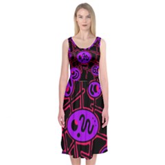 Purple And Red Abstraction Midi Sleeveless Dress by Valentinaart