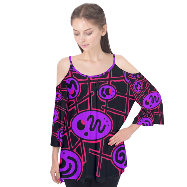 Purple and red abstraction Flutter Tees