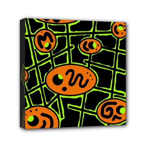 Orange And Green Abstraction Mini Canvas 6  X 6 