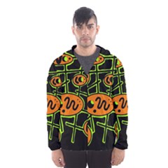 Orange And Green Abstraction Hooded Wind Breaker (men)