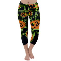 Orange And Green Abstraction Capri Winter Leggings 