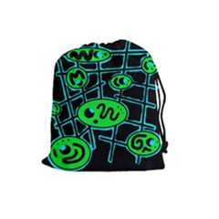 Green And Blue Abstraction Drawstring Pouches (large) 