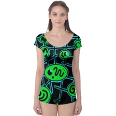 Green And Blue Abstraction Boyleg Leotard 